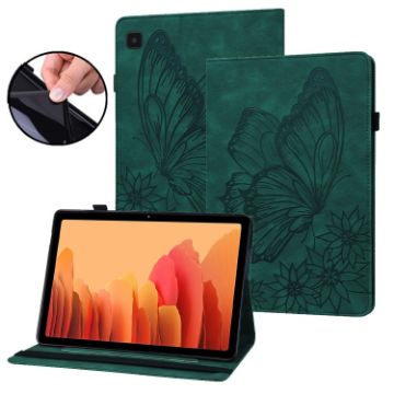 Samsung Galaxy Tab A7 T500 Green Butterfly Embossed Leather Case - 1
