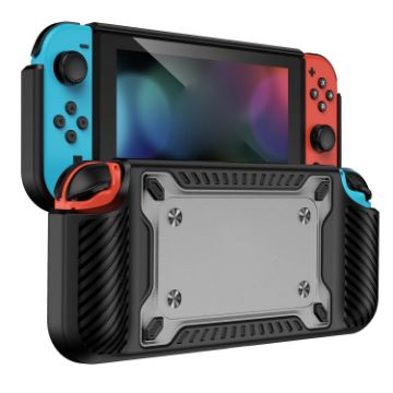 Switch OLED Game Handle Gamepad Protective Case TPU+PC (Black) - 1