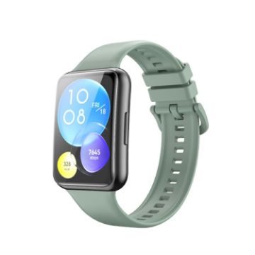Huawei Watch Fit 2 Grey Green Silicone Band - Solid Color Replacement - 1