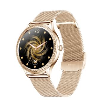 AK35 Smart Watch, 1.32" IPS Screen, Sleep & Blood Oxygen Monitoring, Gold Band - 1