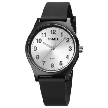 SKMEI 1760 Black Silver Quartz Watch - Stainless Steel & Silicone Strap - 1
