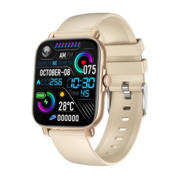 GT30 Smart Watch, 1.69" TFT, TPU Band, IP67 Waterproof, Bluetooth Call, Gold - 1