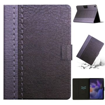 Samsung Galaxy Tab A8 Grey Smart Leather Case - Solid Color Stitching - 1