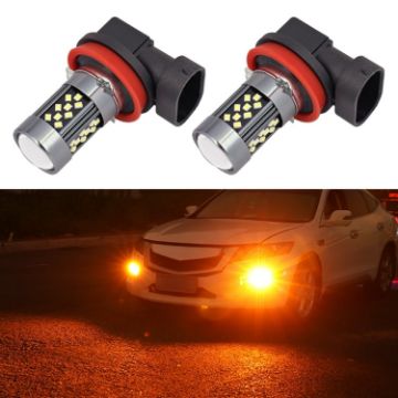H11 12V 7W Car LED Fog Light Pair - Orange Light - 1