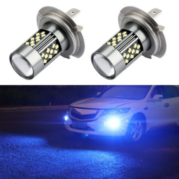 H7 12V 7W Strobe Car LED Fog Light Pair - Ice Blue - 1