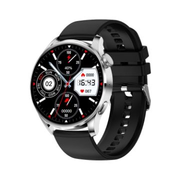 GW69 Smart Watch - BT Call, Heart Rate, BP, Oxygen, Silver/Black Strap - 1