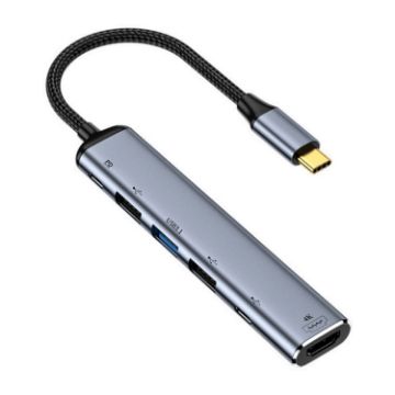 Y004 6-in-1 USB-C Adapter: HDMI, USB 3.1, Dual USB 2.0, Dual USB-C Ports - 1