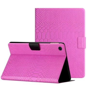 Samsung Galaxy Tab A8 Rose Red Crocodile Texture Leather Case - 1