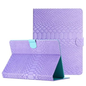 Purple Crocodile Texture Leather Case for 8" Tablets - Solid Color - 1