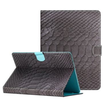10" Tablet Case - Black Crocodile Texture Leather Cover - 1