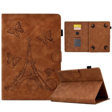7" Tablet Case - Tower Embossed Leather Cover, Brown - 1