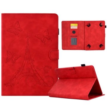 8" Tablet Case - Red Tower Embossed Leather Cover - 1