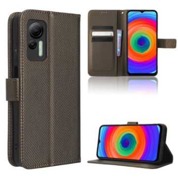 Ulefone Note 14 Brown Leather Phone Case with Diamond Texture - 1