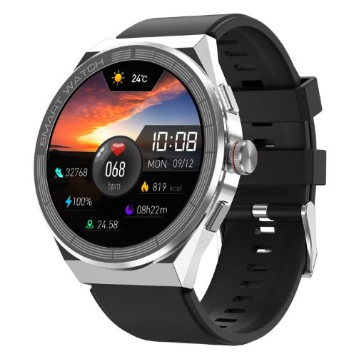 Silver BM01 Smart Watch - 1.45" Silicone Band, IP68 Waterproof, Bluetooth/NFC - 1