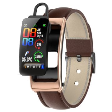 K20 Smart Watch 1.14" Leather Band, Detachable Earphone, Waterproof - 1
