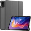 Xiaomi Redmi Pad 2 Grey Leather Tablet Case - 3-Fold Holder Cover - 1