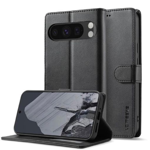 Google Pixel 10 Pro XL LC.IMEEKE Black Leather Flip Case - 1