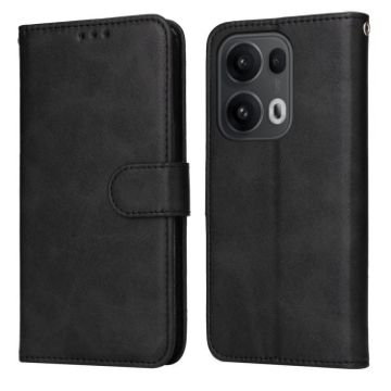 OPPO Reno13 Pro Global Flip Leather Phone Case - Black Calf Texture - 1