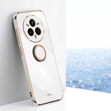 Realme14 Pro+ XINLI 6D Electroplate TPU Case with Ring Holder - White - 1