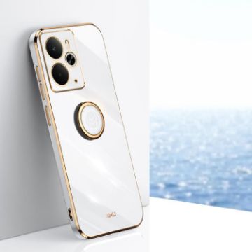 Realme 14 5G XINLI 6D Electroplate TPU Case with Ring Holder - White - 1