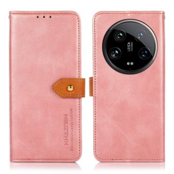 Xiaomi 14 Ultra KHAZNEH Rose Gold Cowhide Flip Leather Phone Case - 1