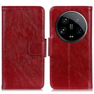 Xiaomi 14 Ultra Red Nappa Texture Leather Flip Phone Case - 1