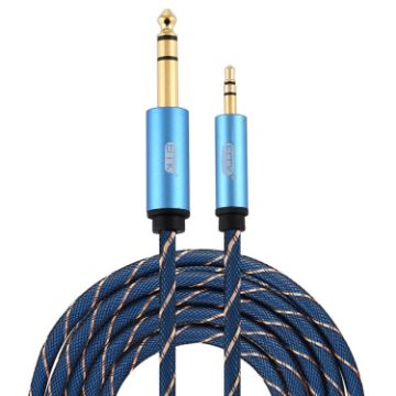 EMK 3.5mm to 6.35mm Gold Plated AUX Cable 3m Dark Blue for PC/X-BOX/PS3 - 1