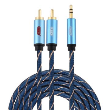 EMK 3.5mm to 2 RCA Gold Plated Audio Cable 3m Dark Blue - 1