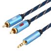 EMK 3.5mm to 2 RCA Gold Plated Audio Cable 3m Dark Blue - 2