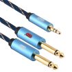 EMK 3.5mm to 2 x 6.35mm Gold AUX Cable 1.5m Dark Blue for PC/X-BOX/PS3 - 2