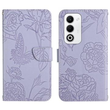 OPPO A5 5G Butterfly Embossed Flip Leather Case - Purple - 1