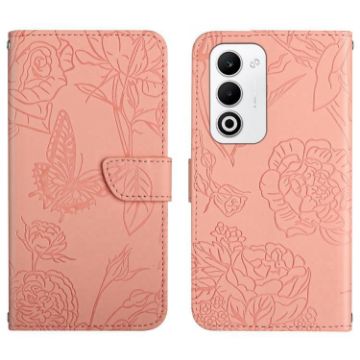 OPPO A5 5G Pink Butterfly Embossed Flip Leather Phone Case Global HT03 - 1