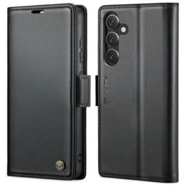 Samsung Galaxy S24+ CaseMe 023 Butterfly Buckle RFID Leather Case Black - 1