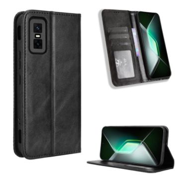 Infinix GT 30 Pro 5G Black Retro Leather Magnetic Buckle Phone Case - 1