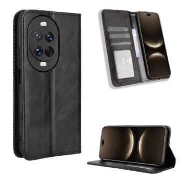 Huawei nova 14 Ultra 5G Black Leather Phone Case with Magnetic Buckle - 1
