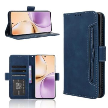 Realme 14 Pro 5G Blue Leather Case with Card Slots - Calf Texture Skin - 1