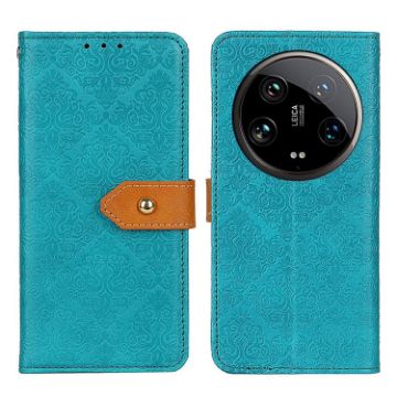 Xiaomi 14 Ultra Blue European Floral Embossed Leather Phone Case - 1