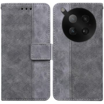 Infinix Zero 40 Geometric Embossed Leather Phone Case Grey 4G/5G - 1