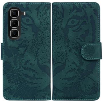 Infinix Hot 50 Pro+ 4G Green Tiger Embossing Flip Leather Case - 1