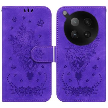 Infinix Zero 40 4G/5G Purple Butterfly Rose Embossed Leather Case - 1