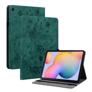 Samsung Galaxy Tab S5e T720/T725 Green Butterfly Rose Leather Case - 1