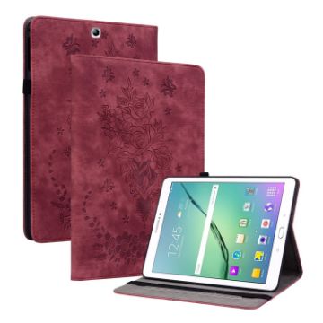 Samsung Galaxy Tab S2 9.7 T810 T815 Red Butterfly Rose Leather Case - 1
