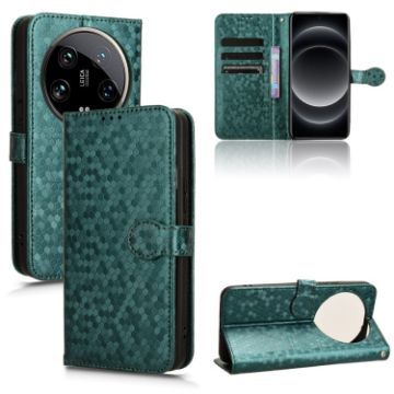 Xiaomi 14 Ultra Green Honeycomb Dot Texture Leather Phone Case - 1