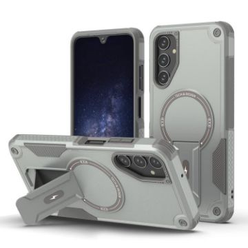 Samsung Galaxy A05s Grey Armor MagSafe Holder Hybrid Phone Case - 1