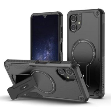 Samsung Galaxy A06 4G/5G Armor MagSafe Holder Hybrid Case Black - 1