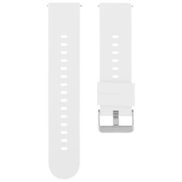 White 20mm Silicone Watch Band with Steel Buckle - Solid Color - 1