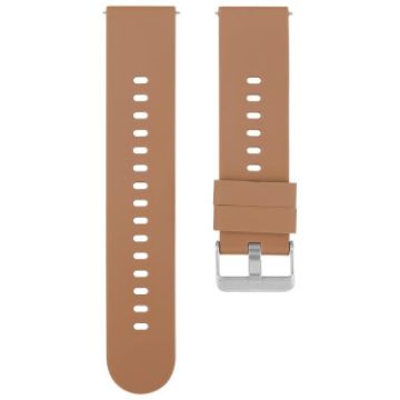 Brown 20mm Silicone Watch Band with Steel Buckle - Solid Color - 1