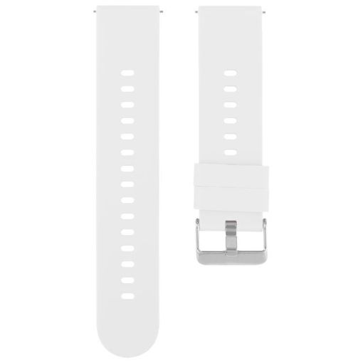 White 22mm Silicone Watch Band with Solid Color Steel Buckle - 1