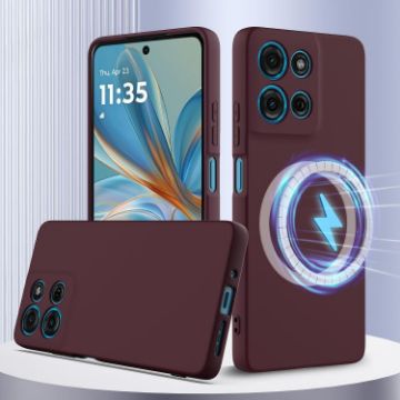 Moto G75 5G Shockproof Silicone Magsafe Case - Plum Color - 1