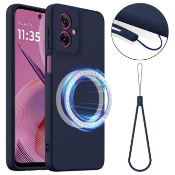 Moto G55 5G Shockproof Silicone Magsafe Case - Navy Blue - 1